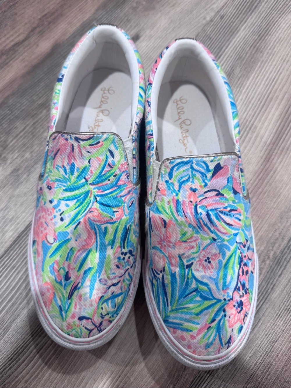 Lilly Pulitzer Pink Blue Green Floral Slip-On Shoes